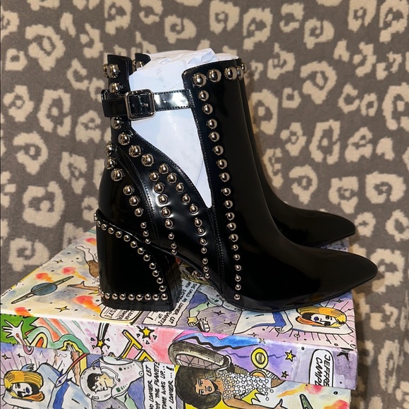 Jefffrey Campbell Raylan-ST Heeled Boots in Black & Sliver 😍 New & Never Worn 😍😍 - Picture 4 of 17